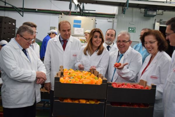 La presidenta de la Junta de Andalucía, Susana Díaz, visita las instalaciones centrales de Vicasol, en Vícar