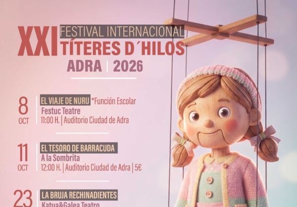 Adra celebra la XXI edición del Festival Internacional Títeres D’Hilos con cuatro propuestas
