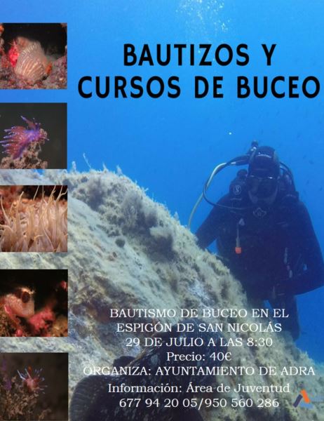 La localidad de Adra impulsa actividades de bautismo y cursos de buceo, fomentando el turismo activo