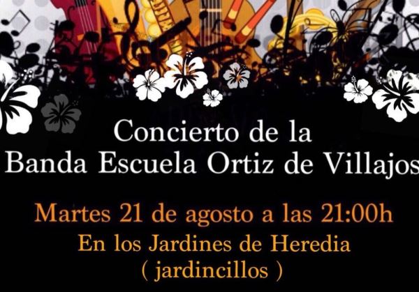 La Banda Escuela Ortiz de Villajos ofrece un concierto en los Jardines de Heredia este martes