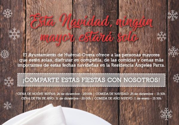 El Ayuntamiento de Huércal-Overa vuelve a ofrecer comida y cena en los días principales de las fiestas a las personas mayores que viven solas