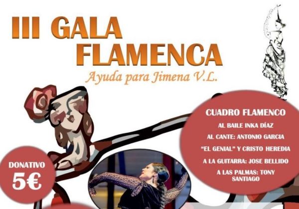 La tercera edición Gala Flamenca solidaria en beneficio de Jimena se celebrará este sábado el Centro Cultural de Adra