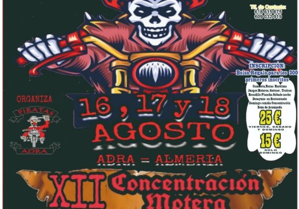 La XII Concentración Motera 'Piratas de Adra' se celebrará los días 16, 17 y 18 de agosto