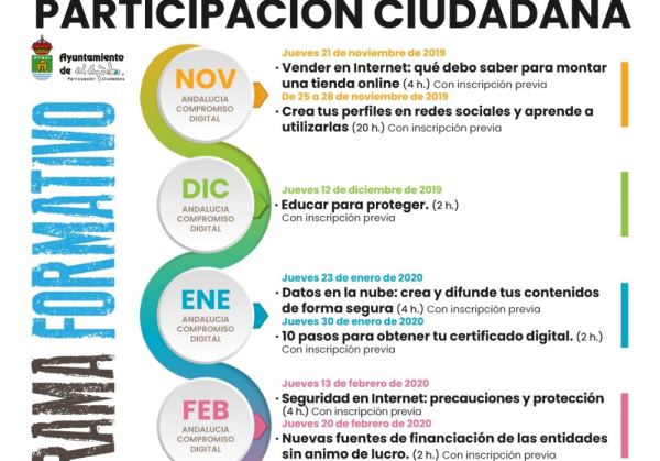 El Ejido pone en marcha su Programa Formativo de Participación Ciudadana con un total de 13 cursos y talleres gratuitos