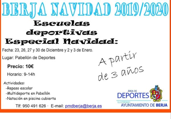 Berja tendrá una escuela deportiva especial por Navidad