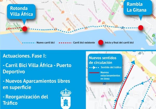 Roquetas ampliará el carril bici desde Villa África hasta el puerto deportivo de Aguadulce