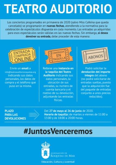Roquetas anuncia que los conciertos previstos en primavera 2020 del Auditorio serán reprogramados