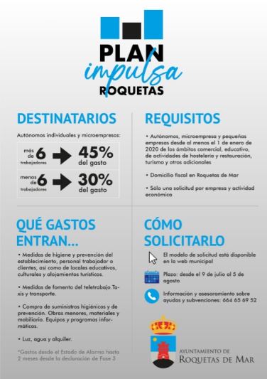 Roquetas abre el plazo para solicitar las ayudas del Plan Impulsa