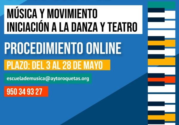 Abierto el plazo de solicitud online de Música y Movimiento, Pre-Danza y Teatro de la Escuela Municipal