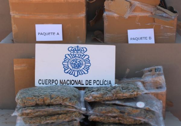 La Policía Nacional impide en Almería el envío de 14 kilos de marihuana con destino a Holanda, a través de mensajería urgente