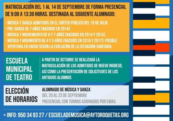 La Escuela Municipal de Música, Danza y Teatro abre el plazo de matriculación el próximo 1 de septiembre