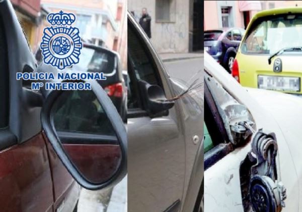 La Policía Nacional en Almería ha detenido a un hombre que destrozó los espejos retrovisores de los vehículos que encontraba a su paso