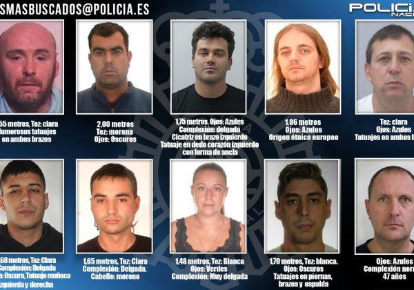 La Policía Nacional busca a diez fugitivos que podrían encontrarse en España